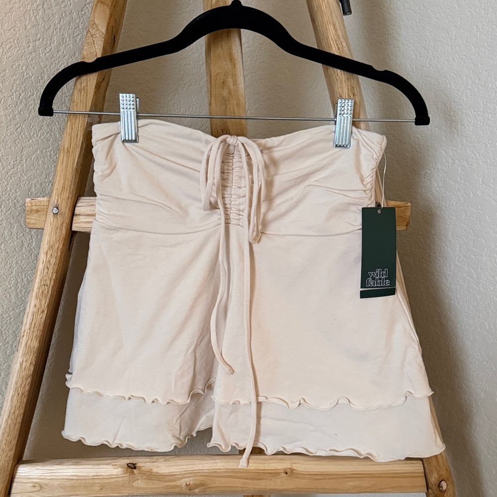 Wild Fable High Waist Cream Strapless Top